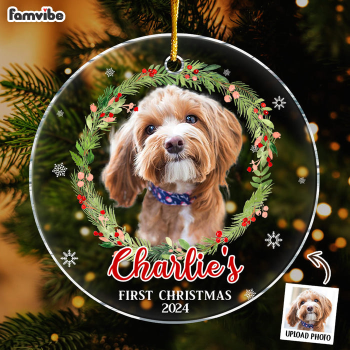 Personalized Dog Christmas Wreath Acrylic Circle Ornament 35671 1
