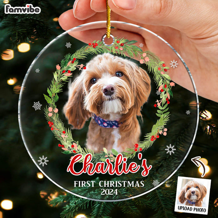 Personalized Dog Christmas Wreath Acrylic Circle Ornament 35671 1
