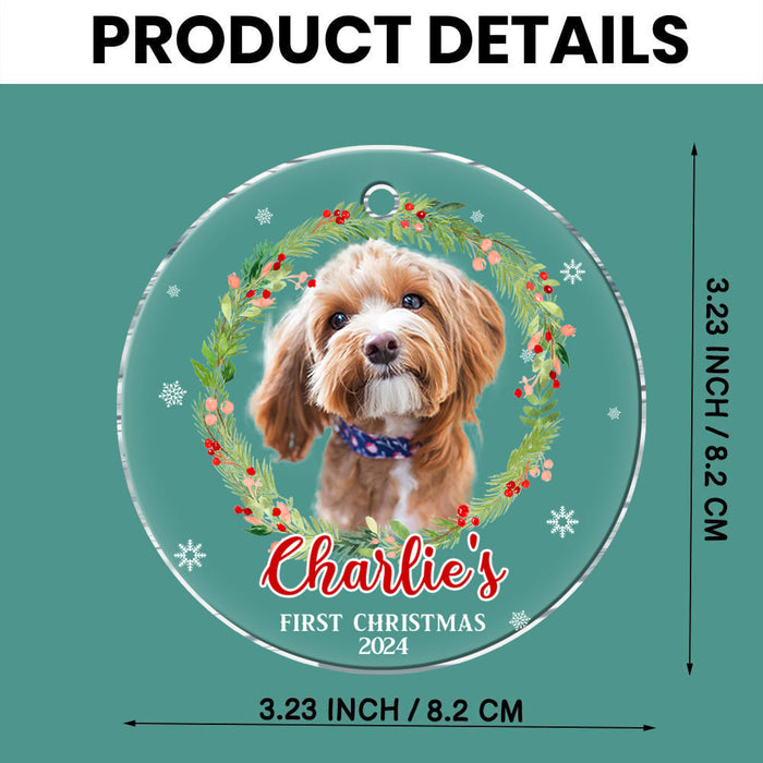 Personalized Dog Christmas Wreath Acrylic Circle Ornament 35671 1