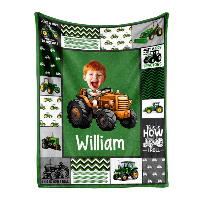 Personalized Custom Photo Just A Boy Who Loves Tractors Blanket 35696 1