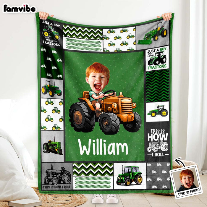 Personalized Custom Photo Just A Boy Who Loves Tractors Blanket 35696 1