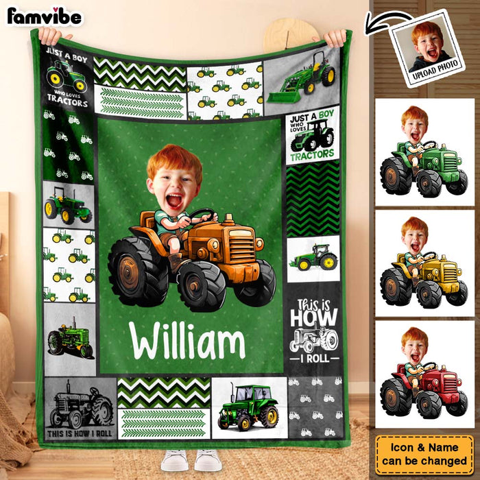 Personalized Custom Photo Just A Boy Who Loves Tractors Blanket 35696 1