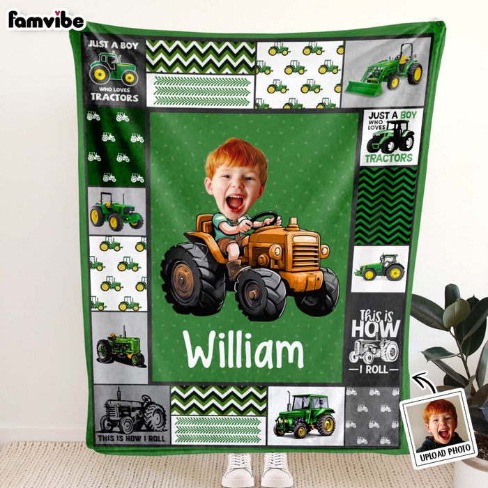 Personalized Custom Photo Just A Boy Who Loves Tractors Blanket 35696 1