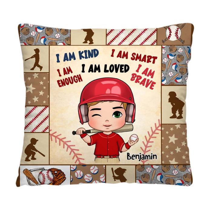 Personalized Gift For Grandson Baseball I Am Kind Kids Pillow 35699 1