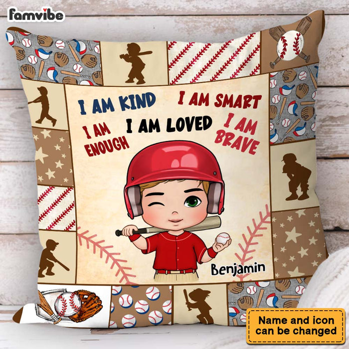Personalized Gift For Grandson Baseball I Am Kind Kids Pillow 35699 1
