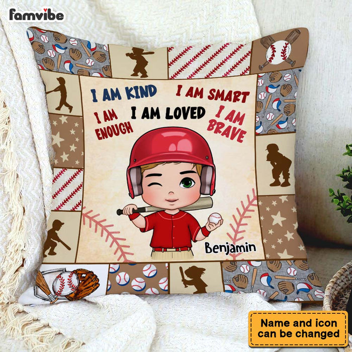 Personalized Gift For Grandson Baseball I Am Kind Kids Pillow 35699 1