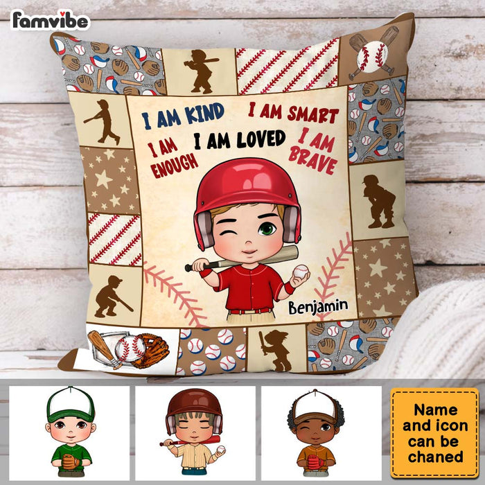 Personalized Gift For Grandson Baseball I Am Kind Kids Pillow 35699 1
