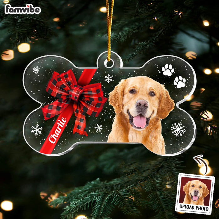 Personalized Christmas Dog Photo Bone Ornament 35741 1