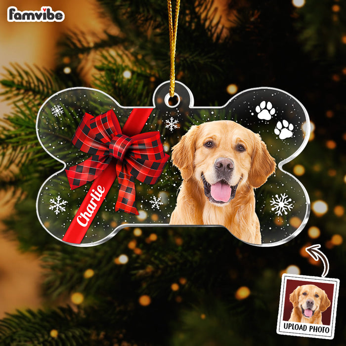 Personalized Christmas Dog Photo Bone Ornament 35741 1