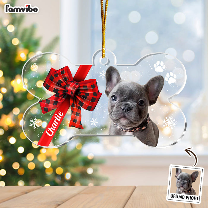Personalized Christmas Dog Photo Bone Ornament 35741 1