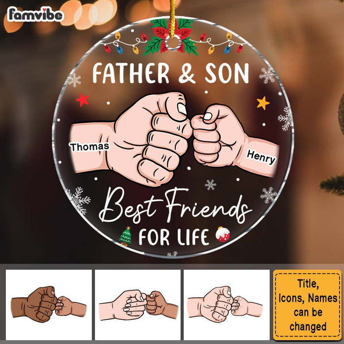 Personalized Dad And Son Best Friends For Life Acrylic Circle Ornament 35809 1