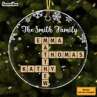Personalized Family Crossword Puzzle Art Acrylic Circle Ornament 35817 Primary Mockup