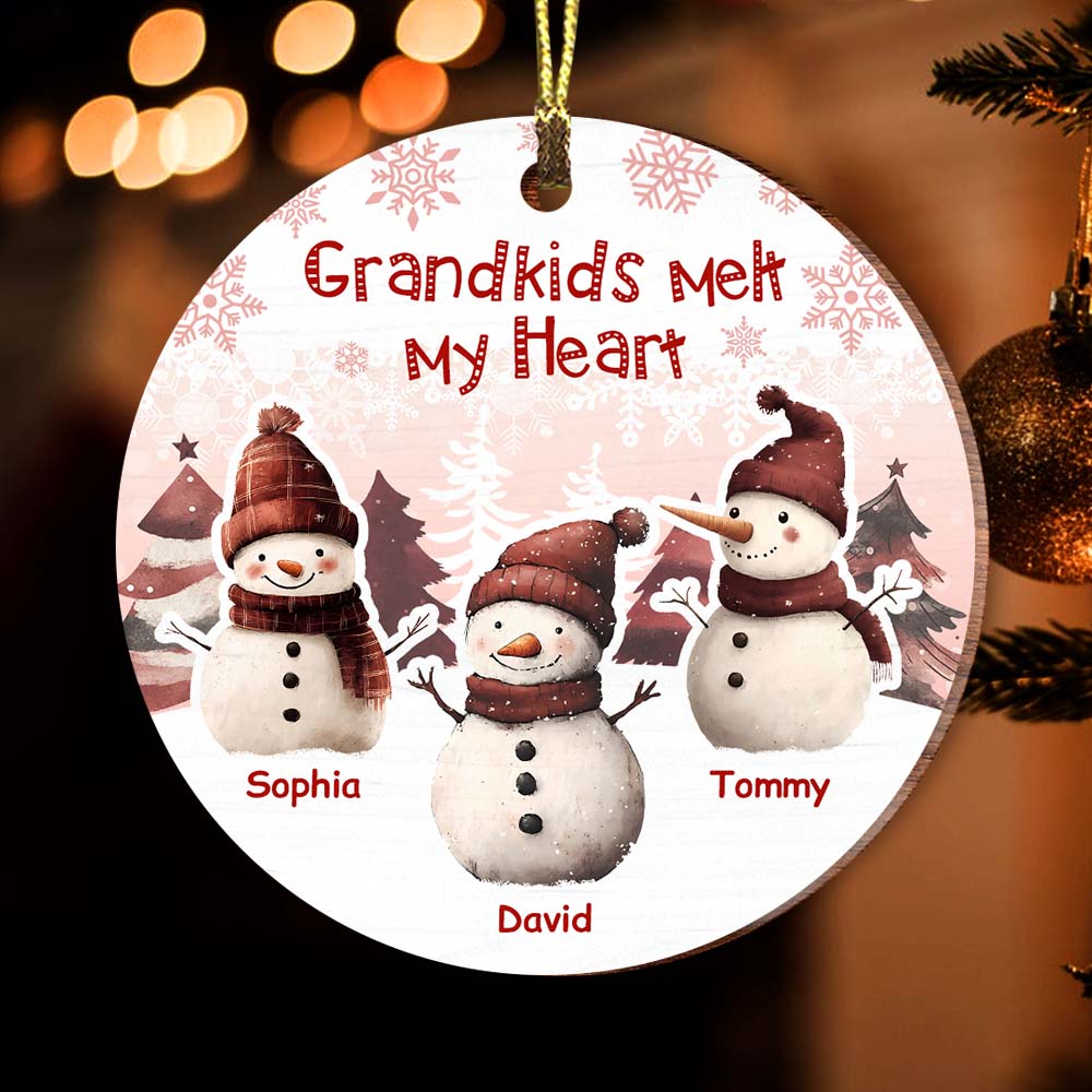 Personalized Grandkids Melt My Heart  MDF Circle Ornament 35824 Primary Mockup