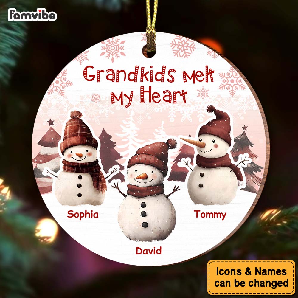 Personalized Grandkids Melt My Heart  MDF Circle Ornament 35824 Primary Mockup