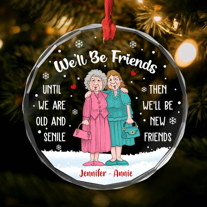 Personalized Old Friends Sisters Circle Glass Ornament 35834 1