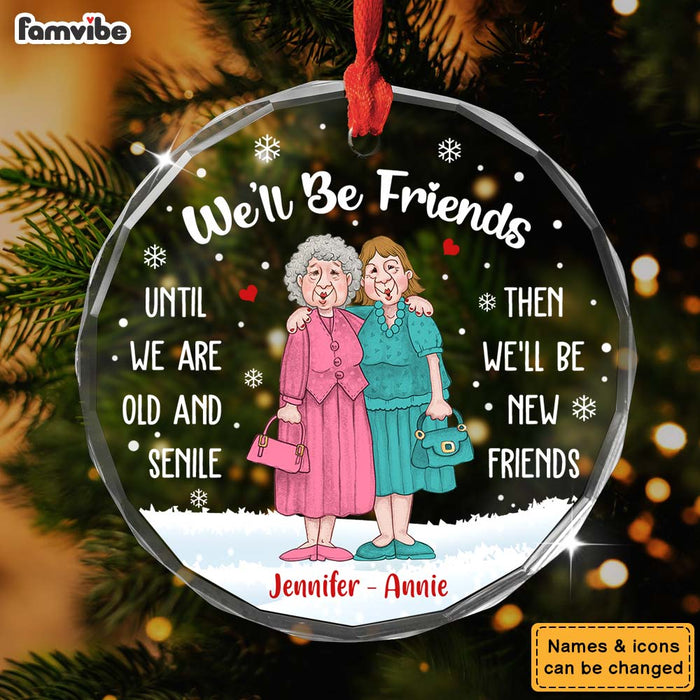 Personalized Old Friends Sisters Circle Glass Ornament 35834 1