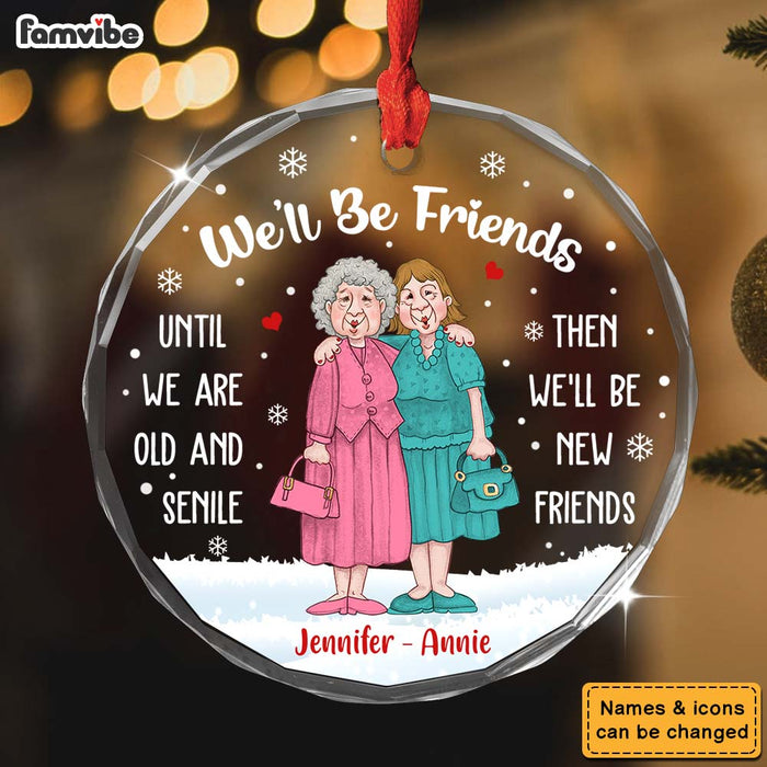 Personalized Old Friends Sisters Circle Glass Ornament 35834 1