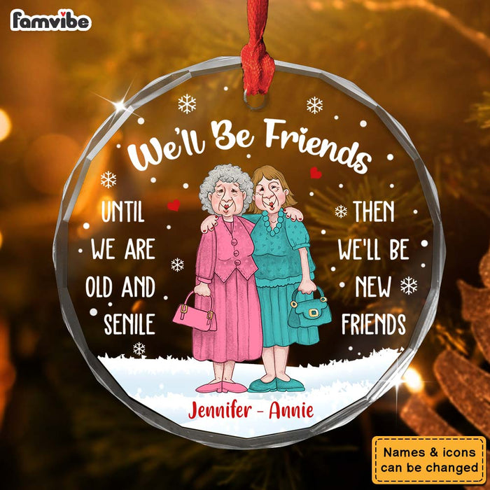 Personalized Old Friends Sisters Circle Glass Ornament 35834 1