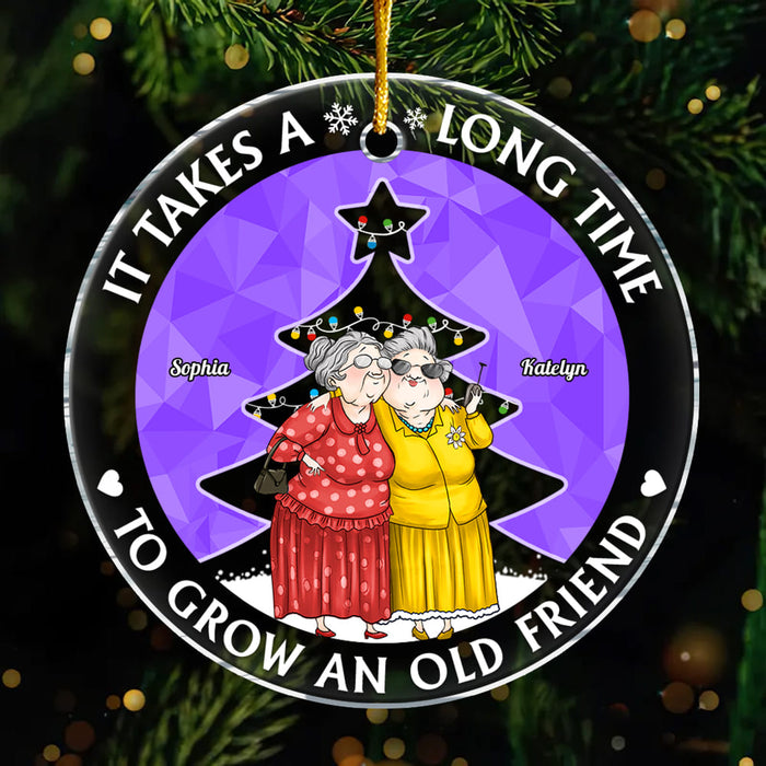 Personalized Grow An Old Friend Circle Glass Ornament 35836 1