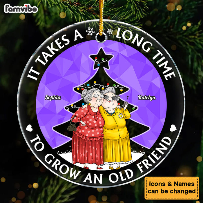 Personalized Grow An Old Friend Circle Glass Ornament 35836 1
