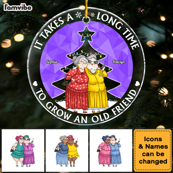 Personalized Grow An Old Friend Circle Glass Ornament 35836 1