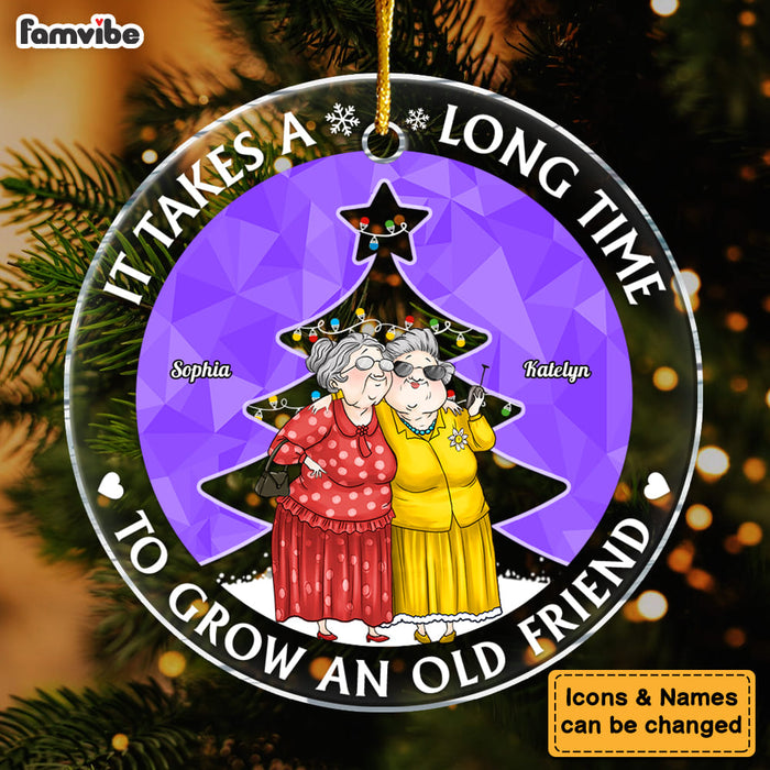 Personalized Grow An Old Friend Circle Glass Ornament 35836 1