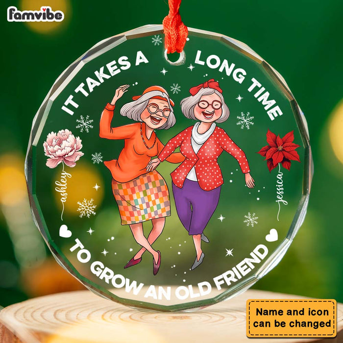 Personalized Christmas Gift For Best Friend It Takes A Long Time To Grow An Old Friend Circle Glass Ornament 35837 1