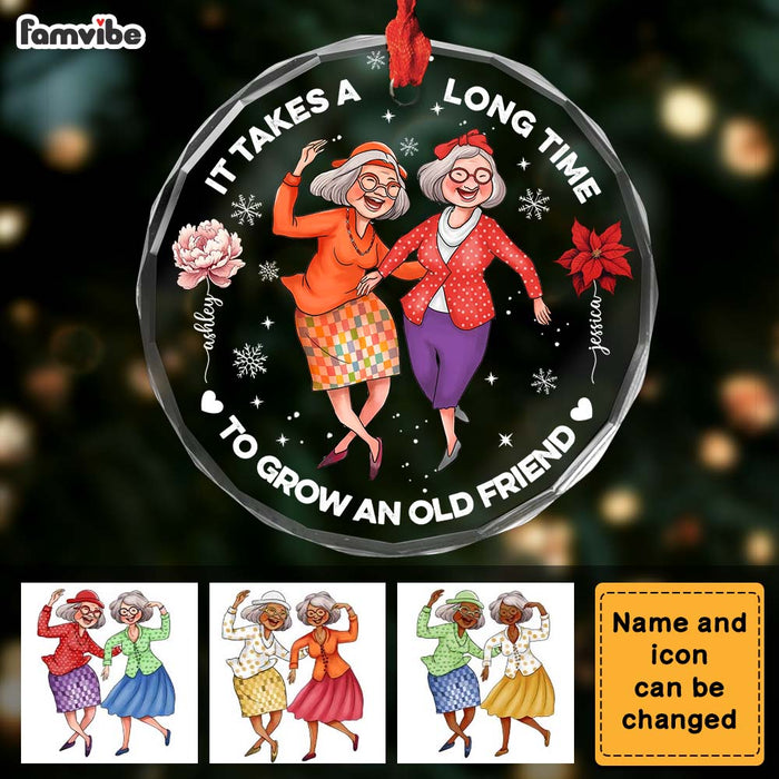 Personalized Christmas Gift For Best Friend It Takes A Long Time To Grow An Old Friend Circle Glass Ornament 35837 1