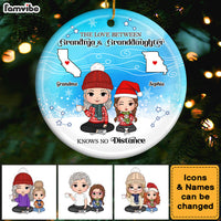 Personalized Love Between Grandma Granddaughter Knows No Distance Circle Ceramic Ornament 35956 thumb 1