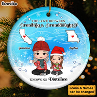 Personalized Love Between Grandma Granddaughter Knows No Distance Circle Ceramic Ornament 35956 thumb 1