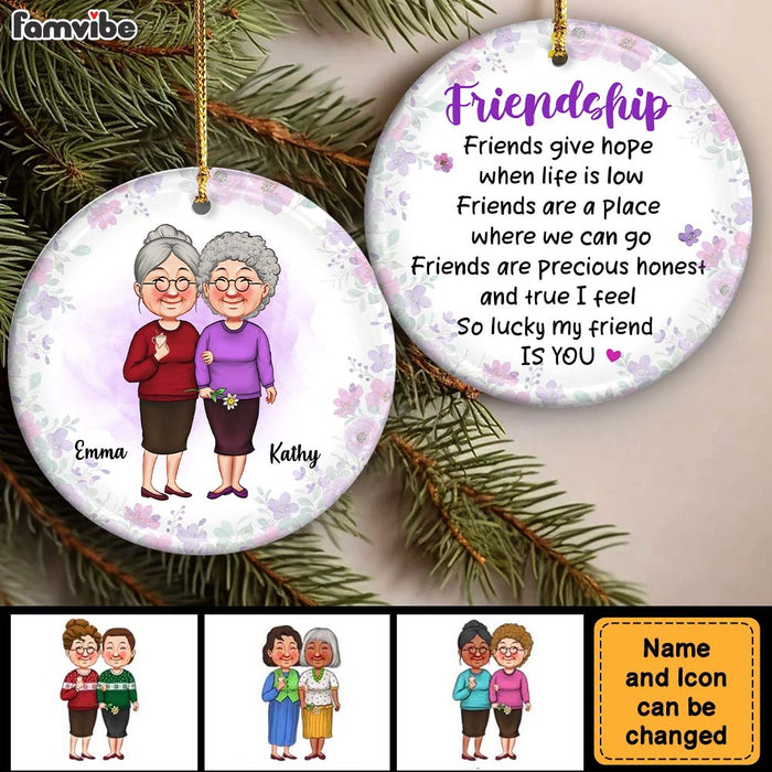 Personalized Friends Give Hope Friendship Gifts for Women Circle Ceramic Ornament 35978 1
