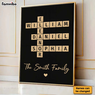Personalized  Family Crossword Art - Created In A Moment, Treasured Forever Poster 35982 Primary Mockup