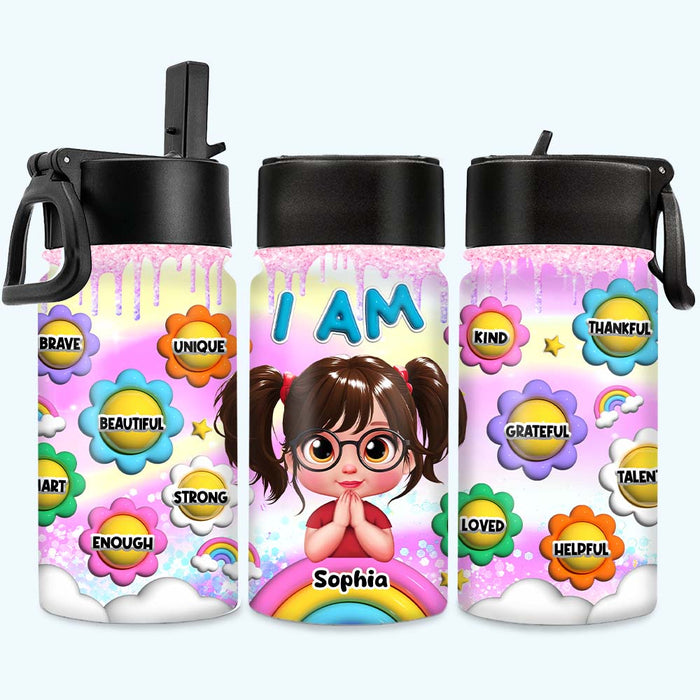 Personalized Gift For Granddaughter I Am Kind Kids Water Bottle 32812 1