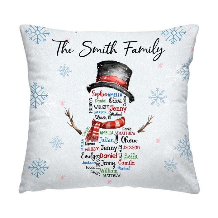 Personalized Family Snowman Name Word Art Pillow 36082 1