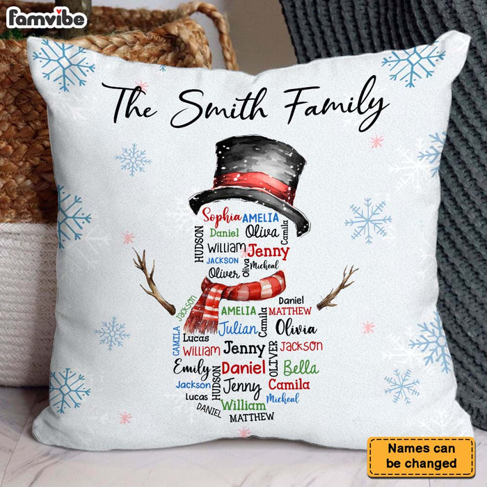 Personalized Family Snowman Name Word Art Pillow 36082 1
