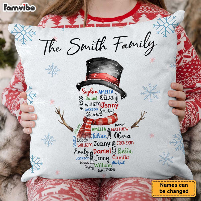 Personalized Family Snowman Name Word Art Pillow 36082 1
