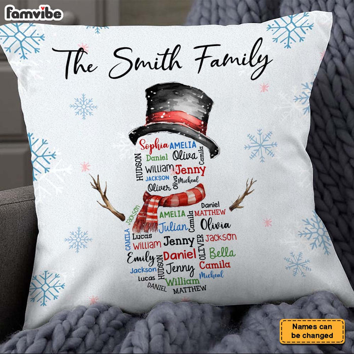 Personalized Family Snowman Name Word Art Pillow 36082 1