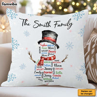 Personalized Family Snowman Name Word Art Pillow 36082 thumb 1