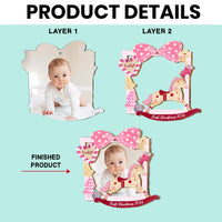 Personalized Baby Girl's First Christmas Rocking Horse 2 Layered Mix Ornament 36094 thumb 1