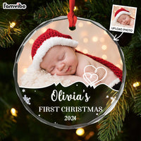 Personalized Baby First Christmas Upload Photo Circle Glass Ornament 36145 thumb 1