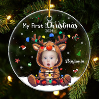 Personalized Baby First Christmas Custom Photo Acrylic Circle Ornament 36232 thumb 1