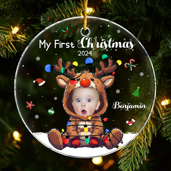 Personalized Baby First Christmas Custom Photo Acrylic Circle Ornament 36232 1