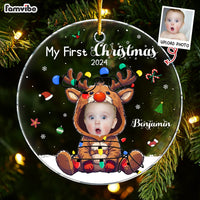 Personalized Baby First Christmas Custom Photo Acrylic Circle Ornament 36232 thumb 1