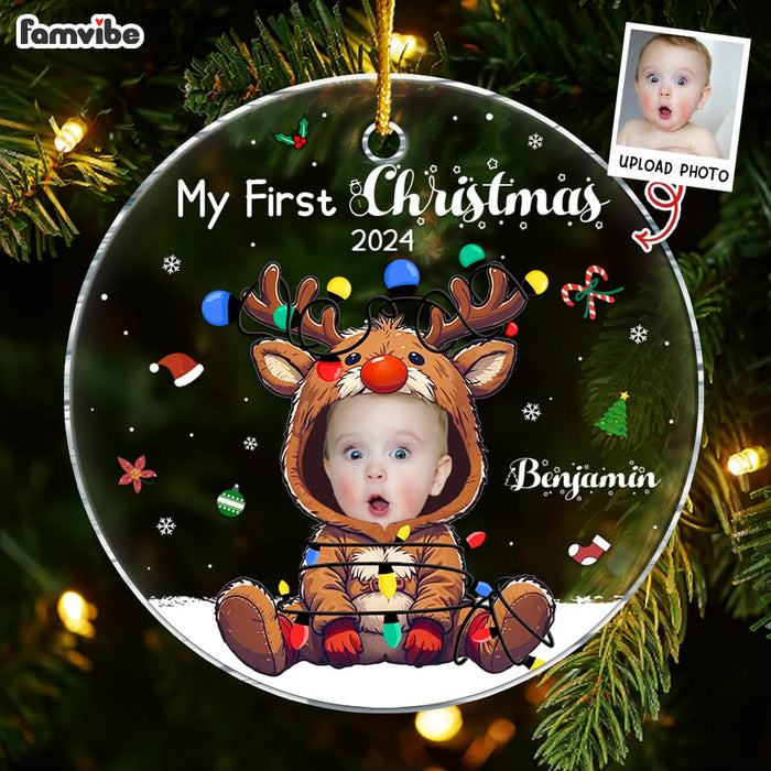 Personalized Baby First Christmas Custom Photo Acrylic Circle Ornament 36232 1