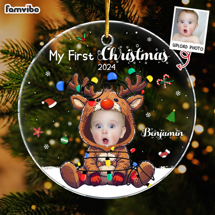 Personalized Baby First Christmas Custom Photo Acrylic Circle Ornament 36232 1