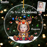 Personalized Baby First Christmas Custom Photo Acrylic Circle Ornament 36232 thumb 1