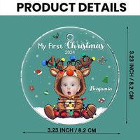 Personalized Baby First Christmas Custom Photo Acrylic Circle Ornament 36232 thumb 1