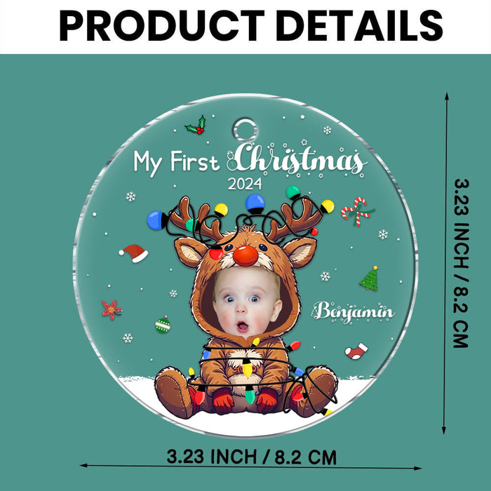 Personalized Baby First Christmas Custom Photo Acrylic Circle Ornament 36232 1