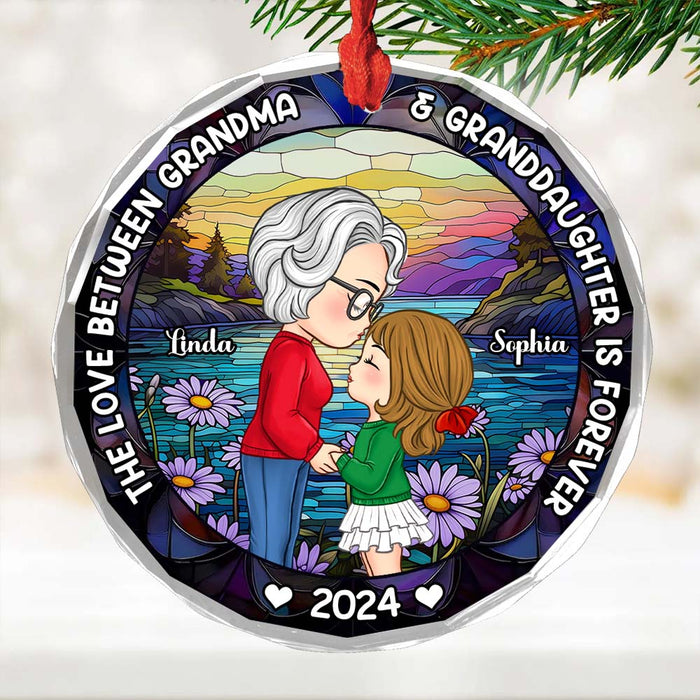 Personalized Christmas Gift For Grandma And Grandkids Circle Glass Ornament 36268 1