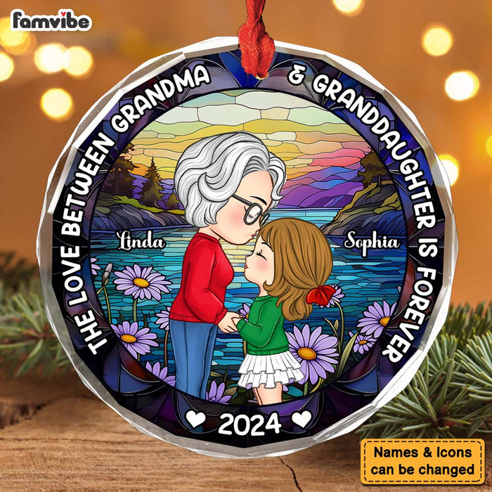 Personalized Christmas Gift For Grandma And Grandkids Circle Glass Ornament 36268 1